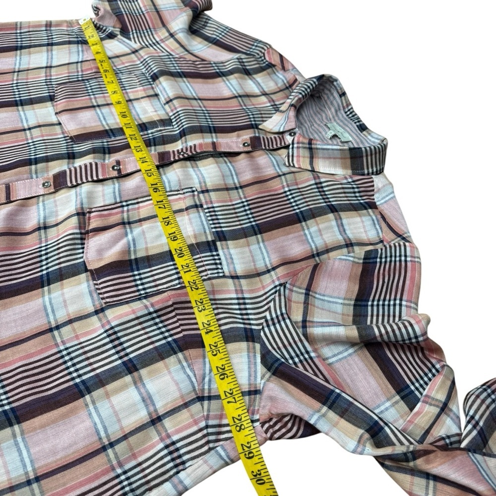 Lucky Brand Cloud Plaid Button Up Shirt Boyfriend Women's 3X Pink Double Fabric - Picture 9 of 13